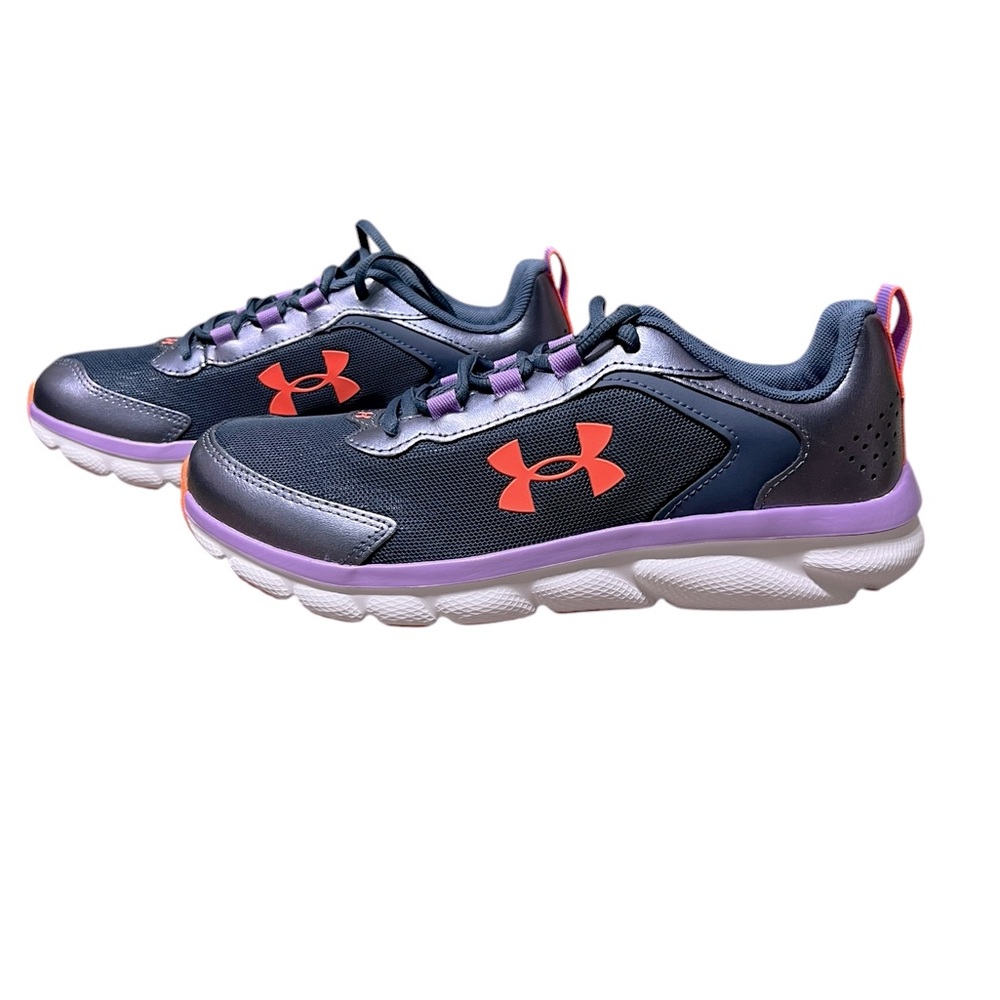 UNDER ARMOUR GRADE SCHOOL GIRLS ASSERT NAVY/PURPLE PEARL RUNNING SHOES 7 YOUTH